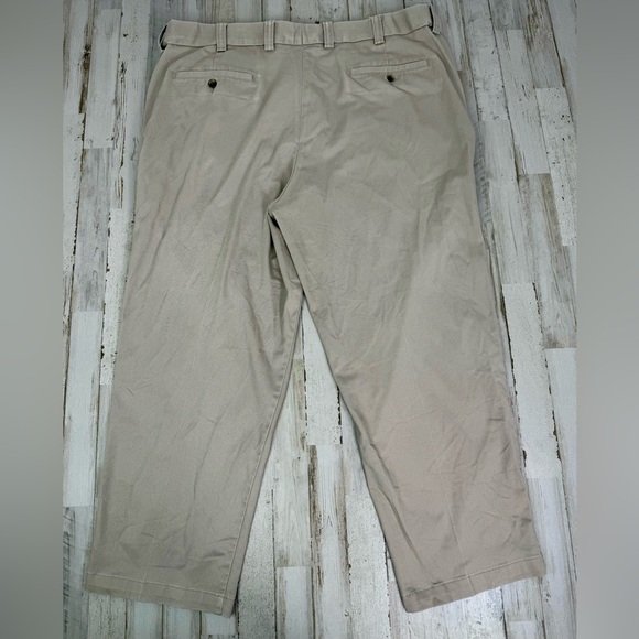 Oak Hill Dress Pants Mens 44x28 Tan Khaki Pleated Chinos Trousers Casual Work - Picture 9 of 11